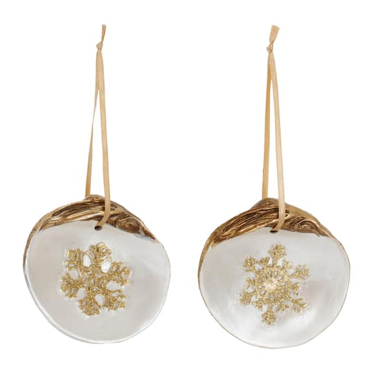 3" Clam Shell Snowflake Ornaments Set